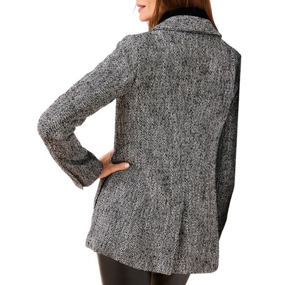 Talbots NWT Petite Black & White Herringbone Wool Blend Relaxed Blazer Coat - Picture 2 of 12